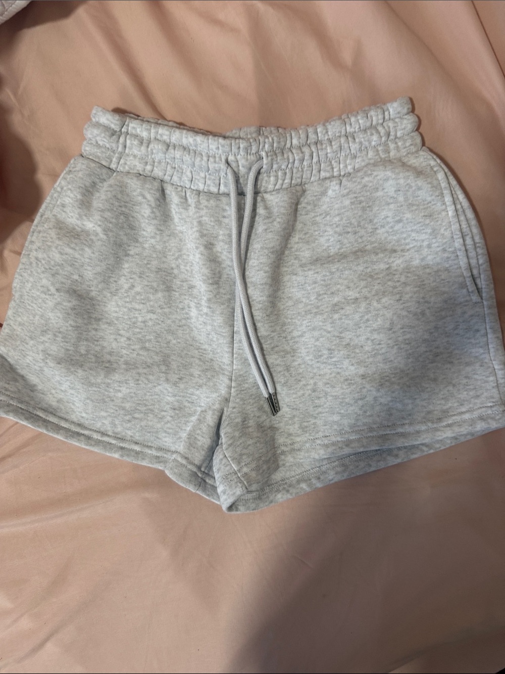Women’s Light Gray Athletic Sweat Shorts with Elastic Waist